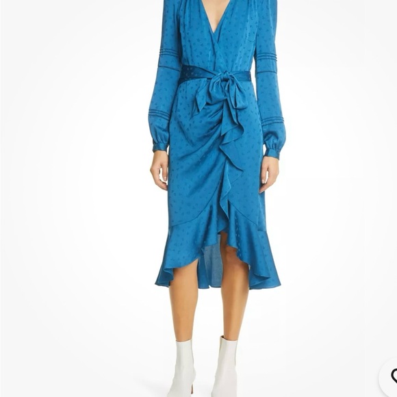 BNWOT Veronica Beard Wrap Dress Blue Size 6 Tie Belt - Picture 3 of 7